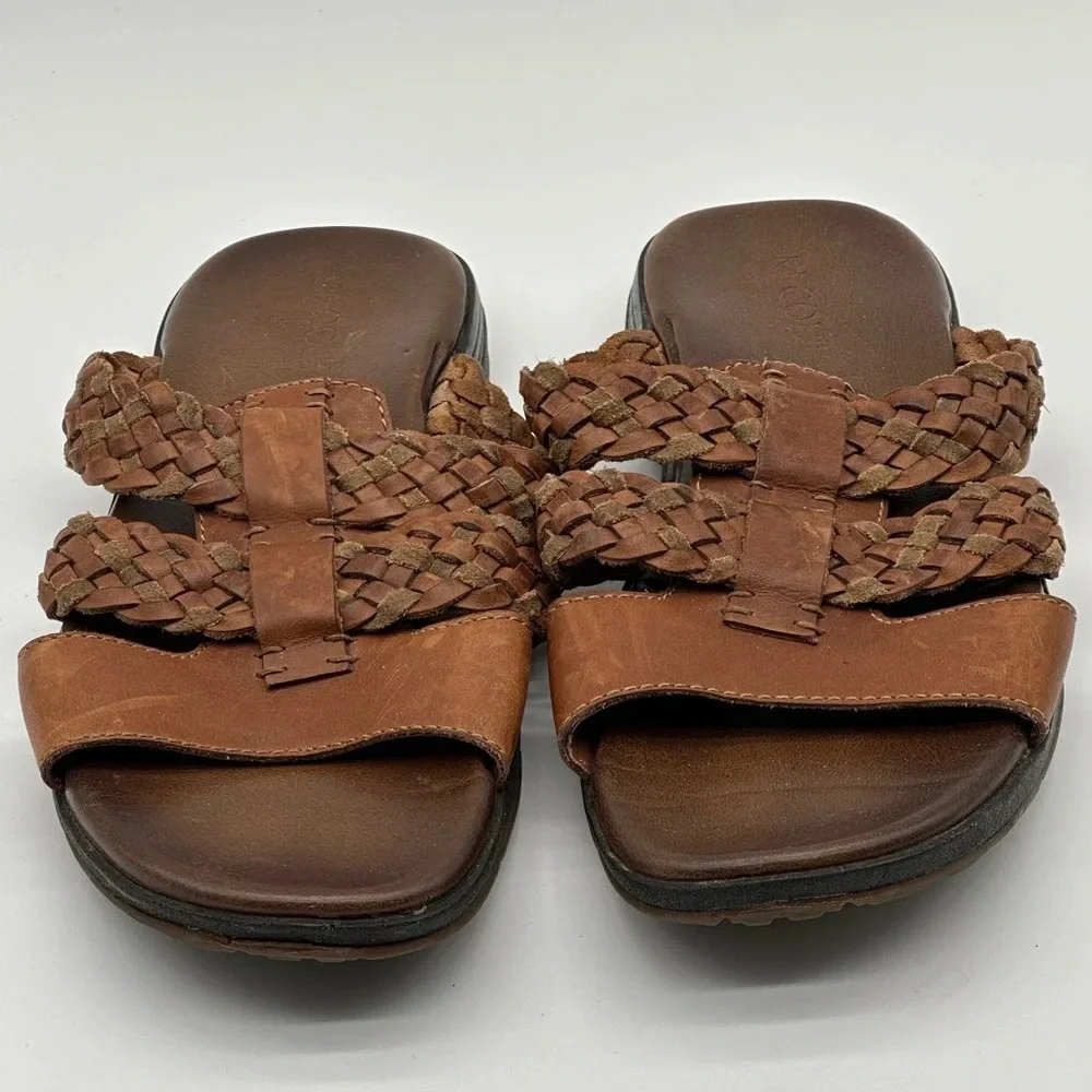 RJ COLT Vintage‎ Mens Brown Leather Slip On Sandals Braided Leather Size 12